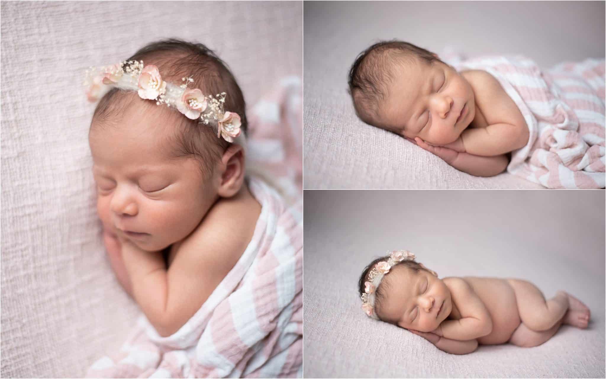 Professional newborn photography Toronto – composite style newborn portrait in soft pastel tones